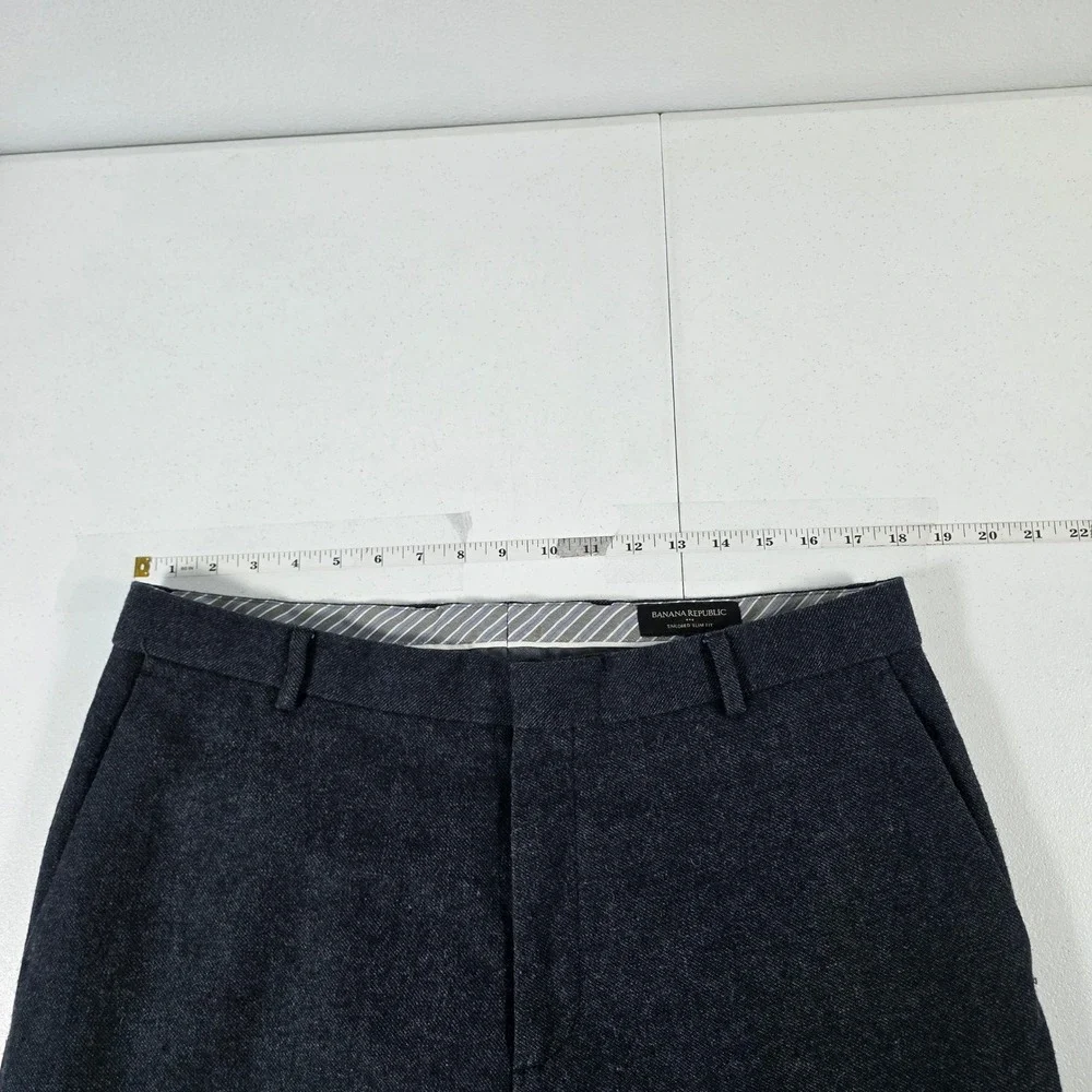 Banana Republic Mens Tailored Slim Fit Wool Blend Dress Pants Charcoal 35x32